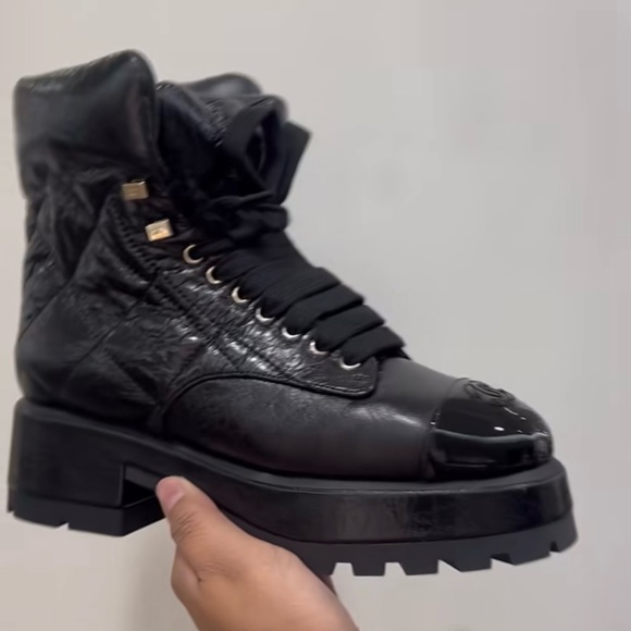 CHANEL Shoes - Chnel lace up boot 
Leather biker boots